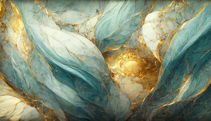 Light blue and gold marble background. Beautiful abstract wallpaper. 