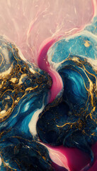 Marble background. Beautiful abstract wallpaper. Gold, black and pink colors