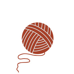 Wool red bal. Handcraft doodle. Vector illustration