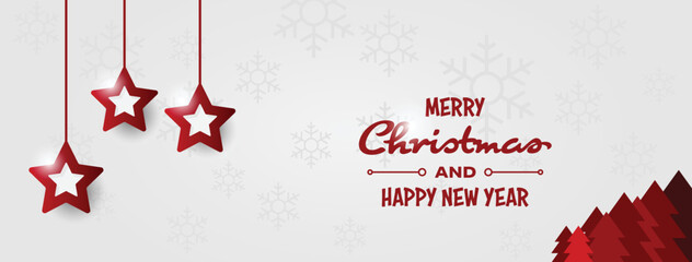 Merry Christmas Red Stars Facebook Cover Header
