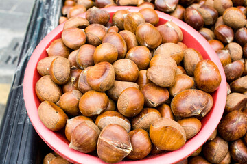 hazelnuts on a table