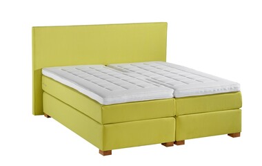beige color boxspring mattress set , headboard bed base , sleep product , background isolated, with white topper.