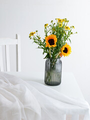 sunflower on a white table 