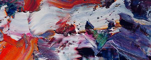 Color texture. Hand drawn oil painting on canvas. Abstract art background. Modern, contemporary art. Colorful canvas. Wall decor background	