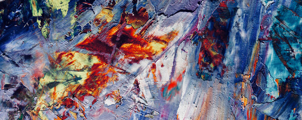 Color texture. Hand drawn oil painting on canvas. Abstract art background. Modern, contemporary art. Colorful canvas. Wall decor background	