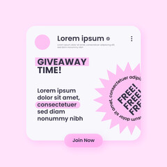 Giveaway event poster in solid design style. Social media promotion illustration.