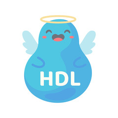 HDL and LDL cholesterol cartoon. Good fat and bad fat accumulated in the body.