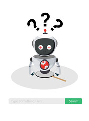 Robot search engine character vector design. Ai technology android for data information searching engine assistance. Vector Illustration. 
