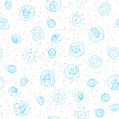 Hand Drawn Snowflakes Christmas Seamless Pattern. Subtle Flying Snow Flakes on chalk snowflakes Background. Alive chalk handdrawn snow overlay. Cute holiday season decoration.