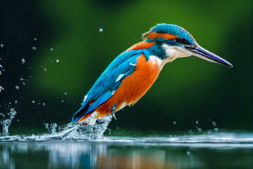 kingfisher on the water generative ai illustration