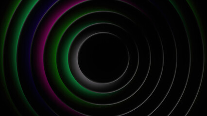 Abstract visualization of the sound equalizer app interface. Motion. Spinning radial rings background.