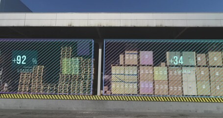 A concept showing how busy the factory warehouse is. Warehouse fullness visualization. Modern technologies in the warehouse