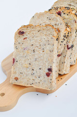 bread , whole wheat bread or nut bread or loaf of bread or cut bread