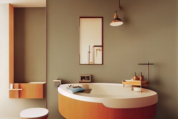 Fototapeta na wymiar Minimalist bathroom interior with bathtub illustration 