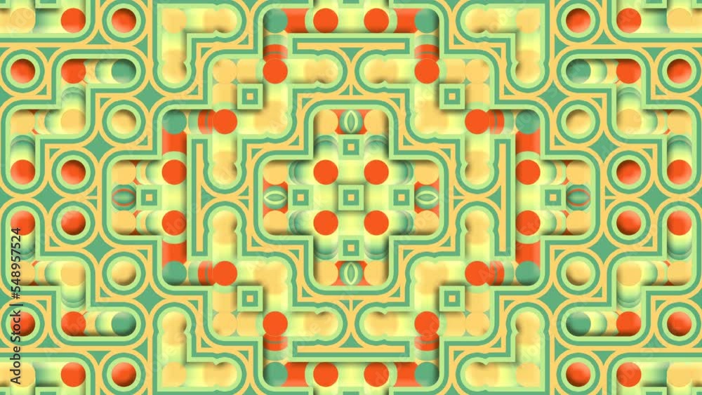 Aufkleber Abstract symmetrical geometric composition with a moving gradient pattern. Futuristic background. 3d rendering digital animation. 4K, Ultra HD resolution