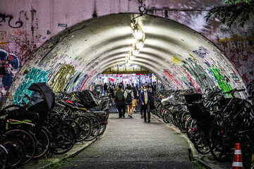 Fototapeta na wymiar Tunnel in Tokyo Japan | Bikes Parking