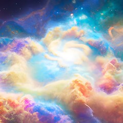 Obraz na płótnie Canvas Pastel cosmic fantasy background. Generative AI. 