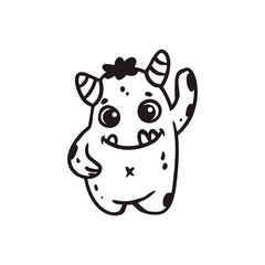 cute cartoon monster isolated on white background for coloring pages.Sketch, doodle