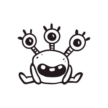 cute cartoon monster isolated on white background for coloring pages.Sketch, doodle