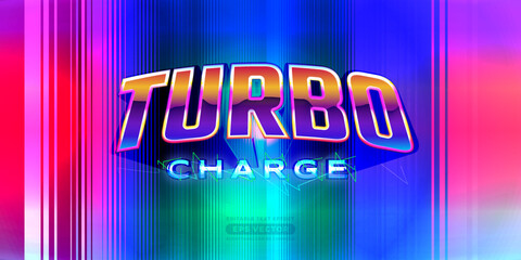 Turbo charge editable text effect retro style with vibrant theme concept for trendy flyer, poster and banner template promotion