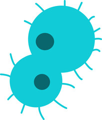 Two green cells with nucleuses semi flat color vector object. Full sized item on white. Cell biology. Chemical composition. Simple cartoon style illustration for web graphic design and animation