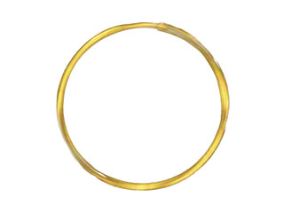 Gold circular frame, metallic circle with copy space, yellow metal texture made with thick layer of paint, round object