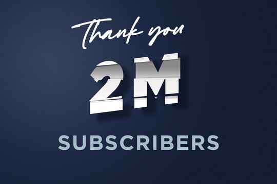 2 Million subscribers celebration greeting banner with cutting Design