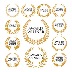 Award winner emblem collection of laurel wreath  