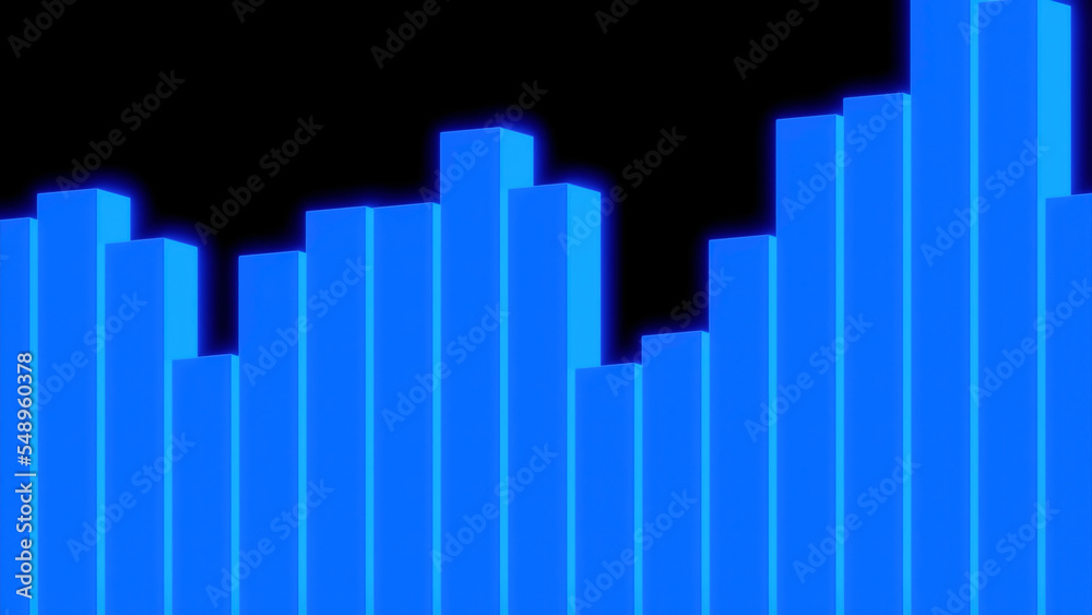 Poster modern 3d business chart graphics on a black background. design. moving dynamically up and down vert