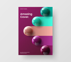 Creative pamphlet design vector layout. Premium realistic balls banner illustration.