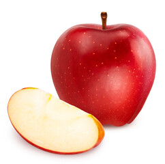 Red Apple isolated on white background, Fresh Red Oirase apple apple on white background With work...