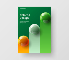 Modern corporate brochure A4 design vector layout. Abstract 3D spheres handbill concept.