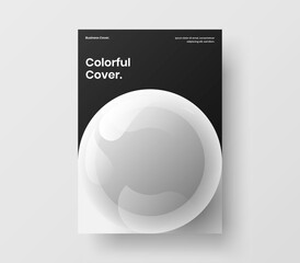 Multicolored company cover vector design layout. Unique 3D balls pamphlet template.