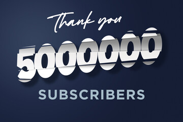 5000000 subscribers celebration greeting banner with cutting Design