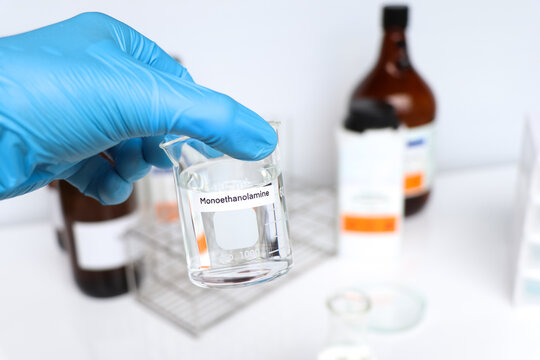 Monoethanolamine In Glass, Chemical In The Laboratory