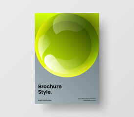 Geometric realistic balls corporate brochure template. Abstract company identity A4 vector design layout.