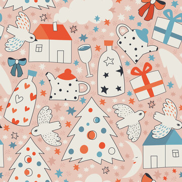 Christmas cute pink pattern