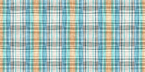 Teal rustic coastal beach house border check fabric tile. Seamless sailor flannel edging trim textile. Gingham blur rustic banner ribbon endless tape.