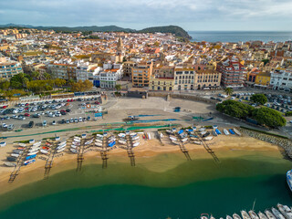 Palamós tourist city Girona Costa Brava of Spain on the Mediterranean sea fishing village...