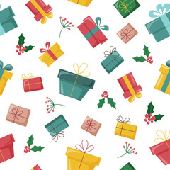 Christmas holiday seamless pattern on white background