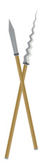 Cross Stick Spear War Lance Weapon Two Side Sharp