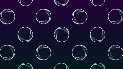 Background with pulsating rings on isolated background. Motion. Minimalistic rings with vibrating edges. Lots of circles with distortions