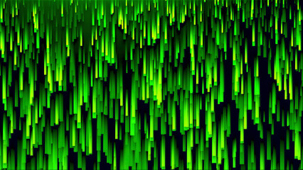 Background of stream of lines and strokes. Motion. Vertical lines move in stream on black background. Distortion in flow of vertically moving lines