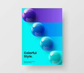 Colorful handbill A4 design vector layout. Premium realistic balls cover template.