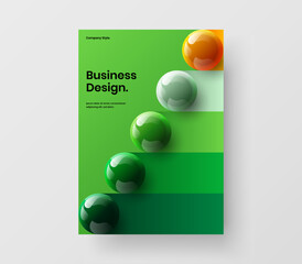 Bright banner design vector illustration. Colorful 3D spheres annual report layout.