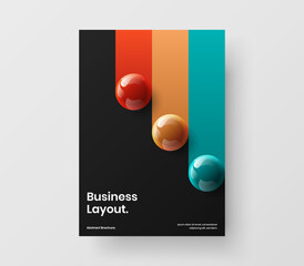 Amazing corporate cover A4 design vector layout. Vivid 3D spheres pamphlet concept.