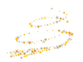 Modern silver and gold starburst scatter pattern. Little starburst spangles holiday decoration elements. Party decor star burst wallpaper. Sparkle particles banner decor.