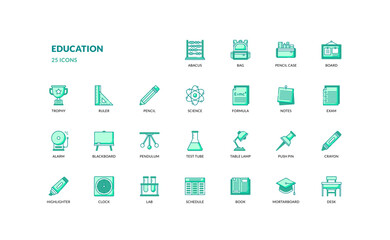 education school learning detailed green color icon for web presentation simple vector illustration