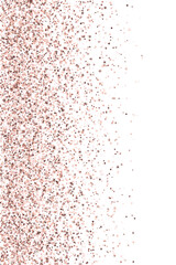 Sparkling pink confetti dot scatter texture. Triangle square circle star particles background. Banner template. Glittering crumb granules powder confetti. Party decoration gleaming splatter