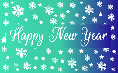 New Year decorative background with snowflakes and stars